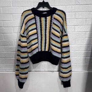 Zara Colorful Striped Crew Neck Sweater